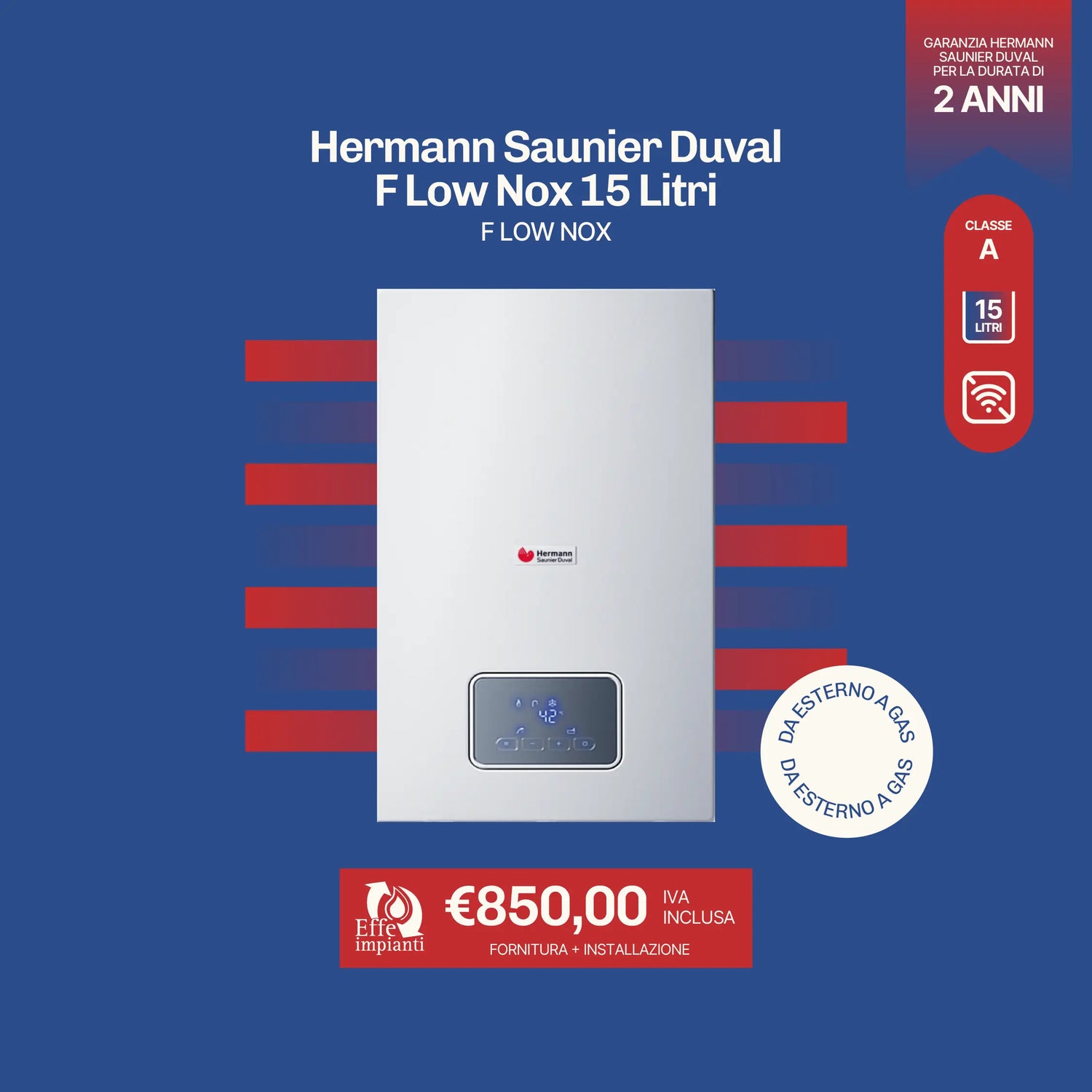 Hermann Saunier Duval F Low Nox 15 Litri con installazione inclusa