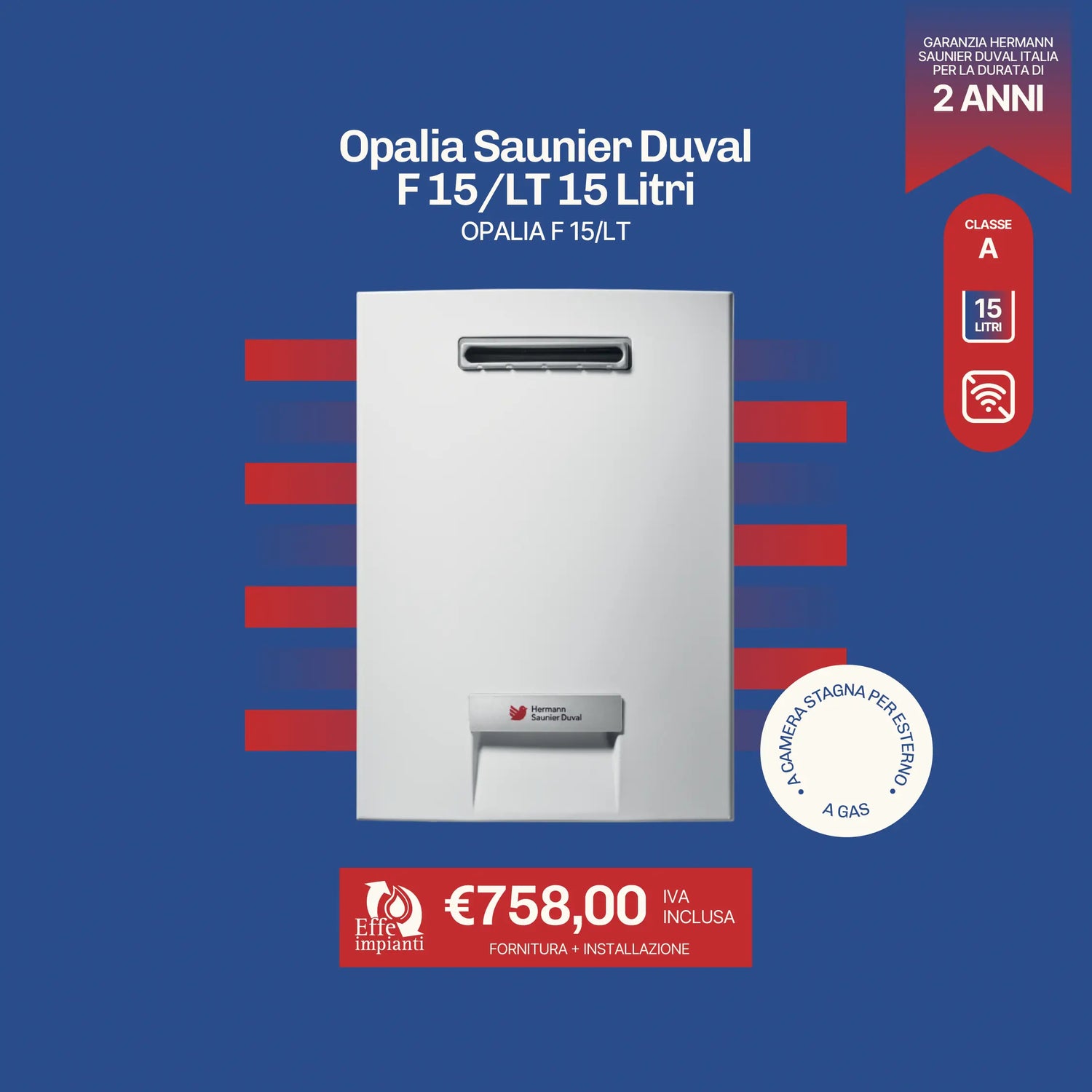 Opalia Saunier Duval F 15/LT 15 Litri con installazione inclusa
