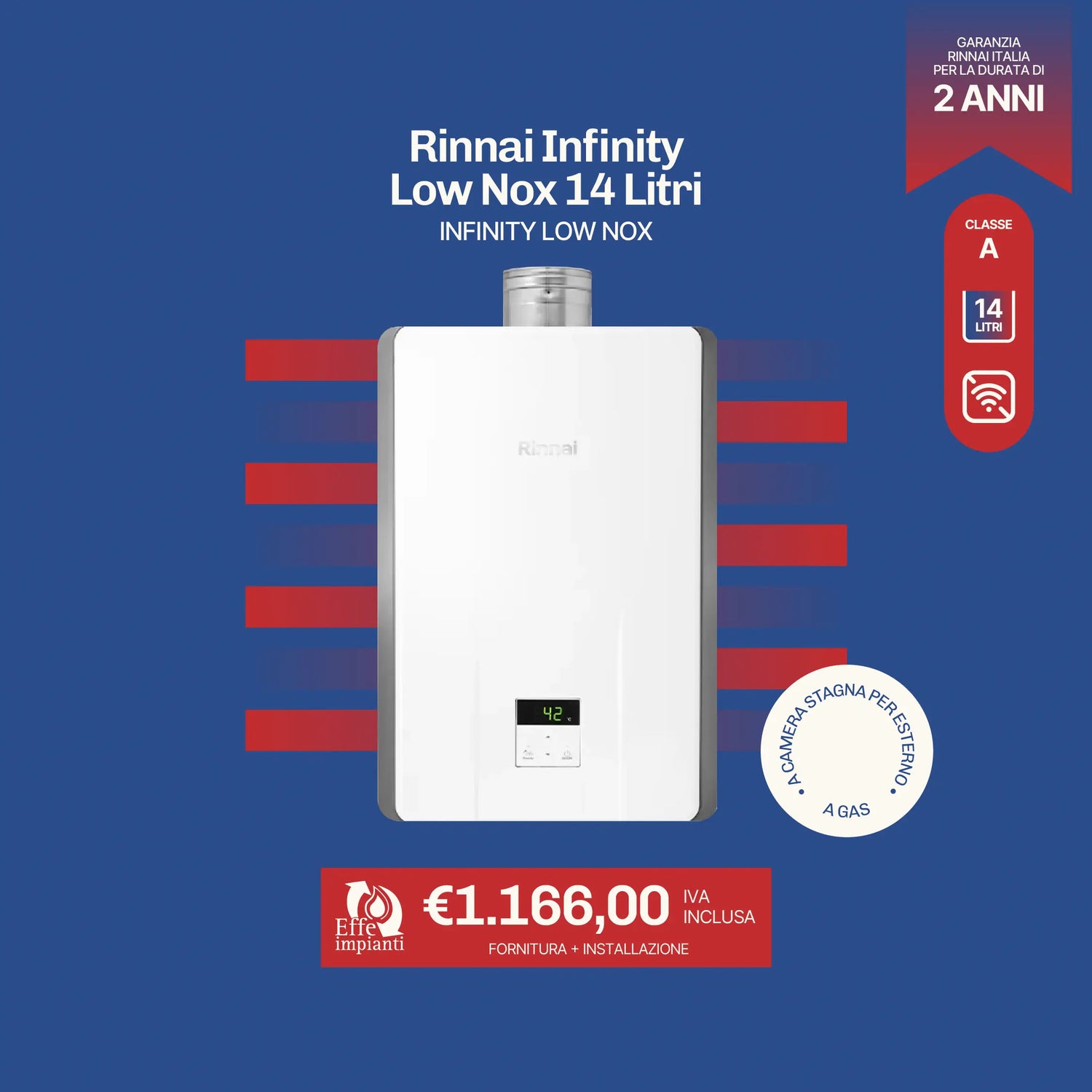 Rinnai Infinity Low Nox 14 Litri con installazione inclusa