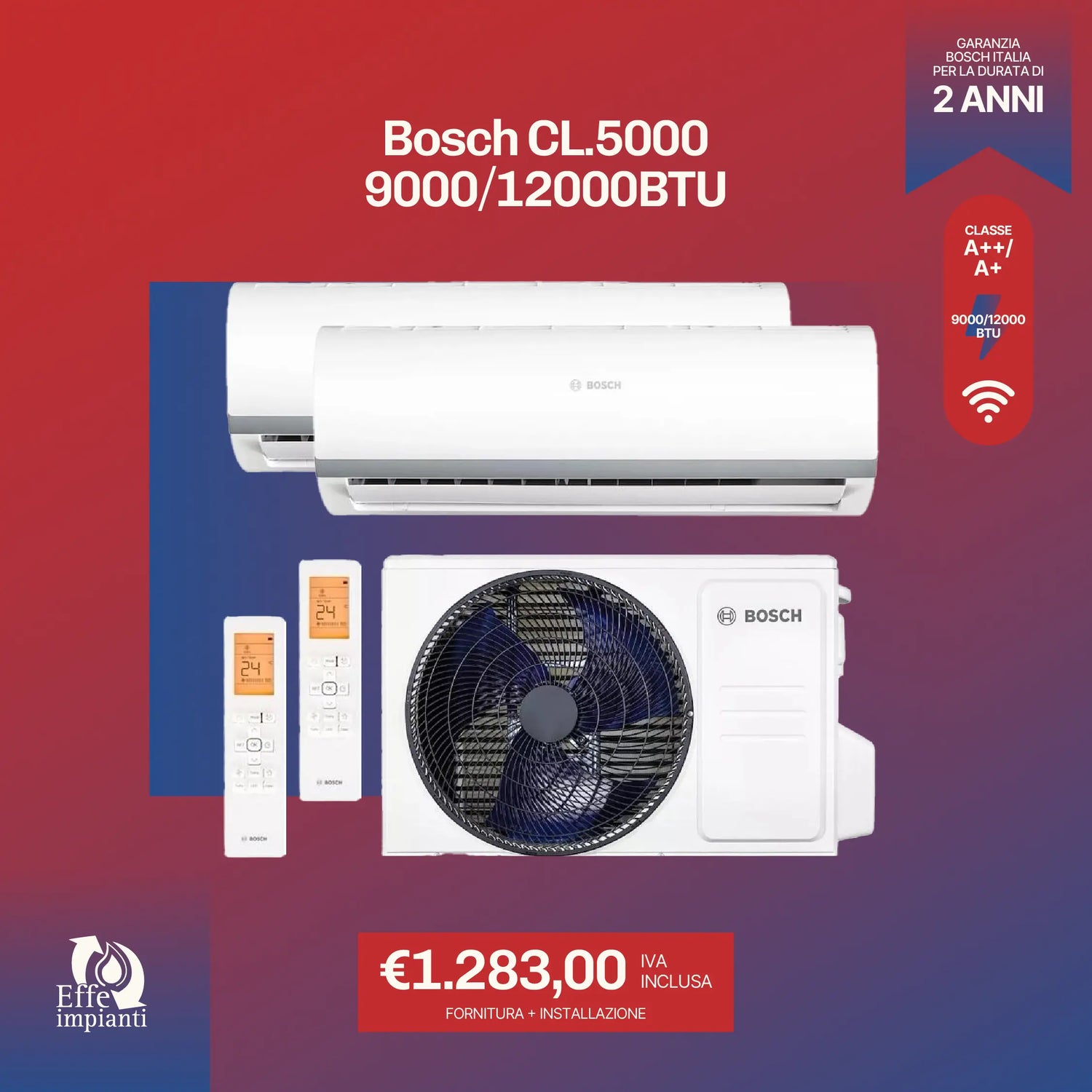 Bosch CL.5000 9000+12000 BTU BTU con installazione inclusa