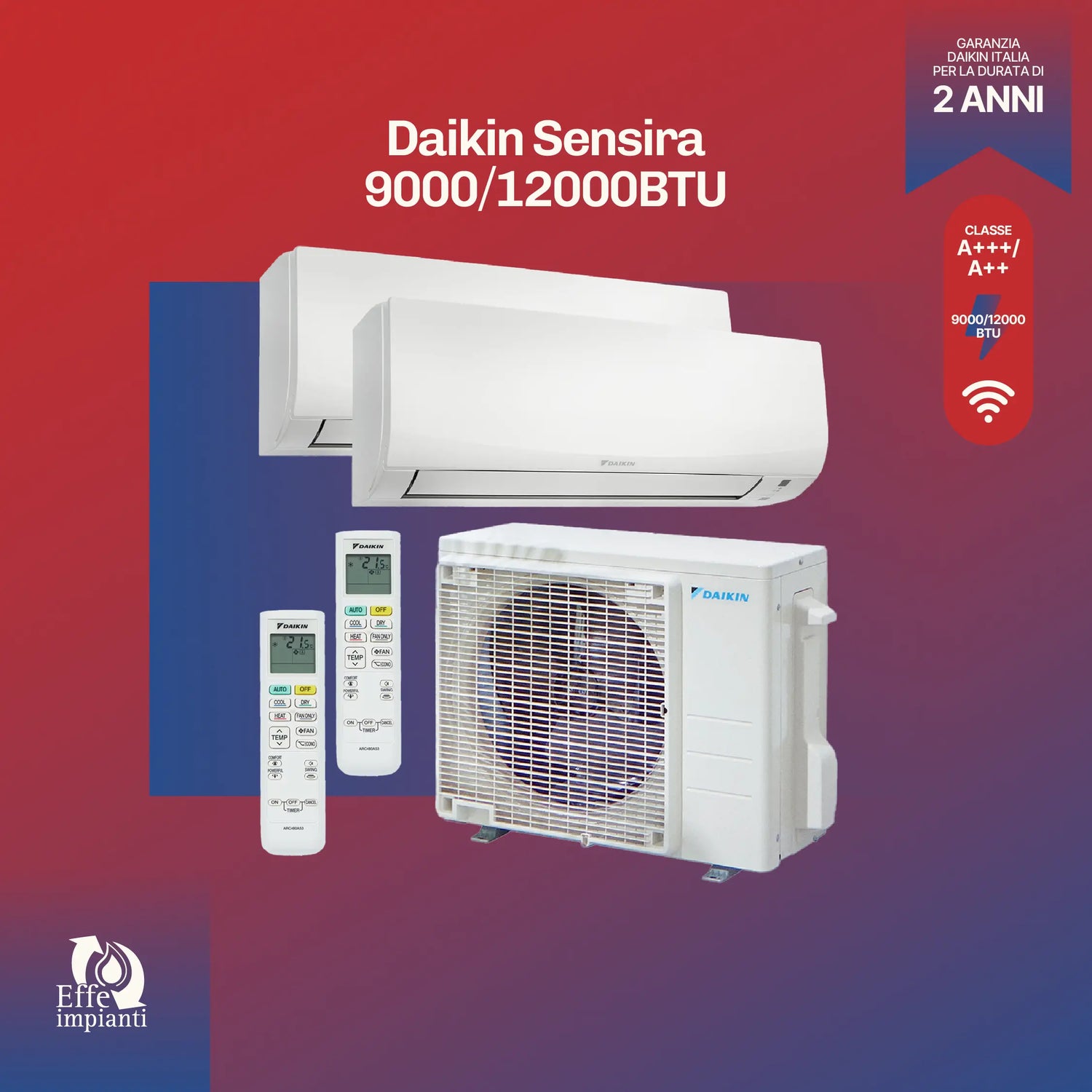 Climatizzatore dual Daikin Sensira 9000+12000 BTU con installazione inclusa