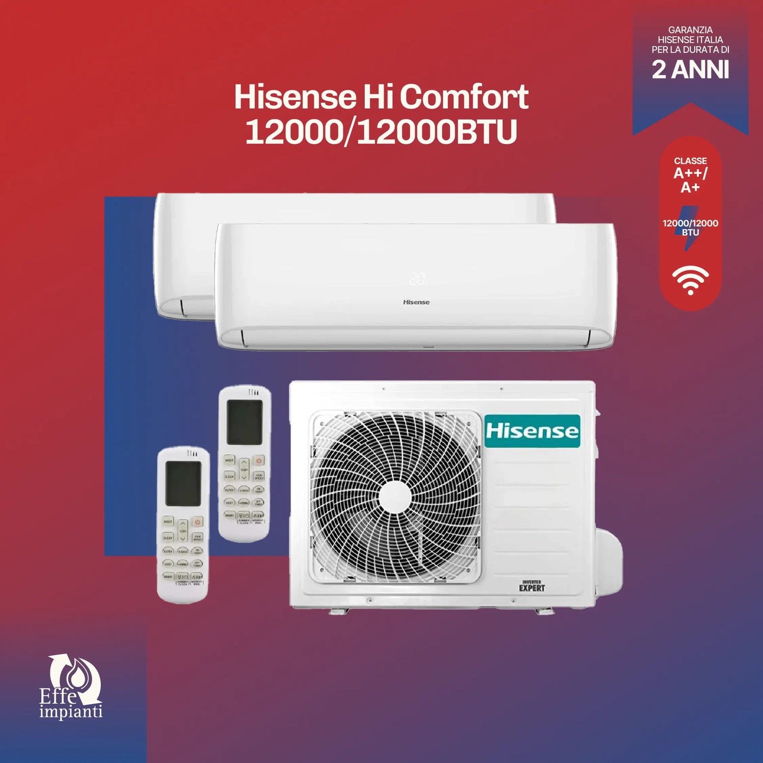 Climatizzatore dual Hisense Hi Comfort 12000+12000 BTU con installazione inclusa