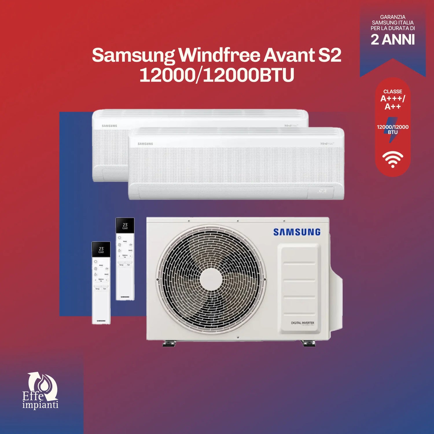 Climatizzatore dual Samsung Windfree Avant S2 12000+12000 BTU con installazione inclusa