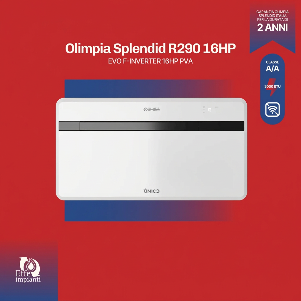 Climatizzatore senza unità esterna Olimpia Splendid Evo-F Inverter 16 Hp Pva R290 CL.A/A con installazione inclusa