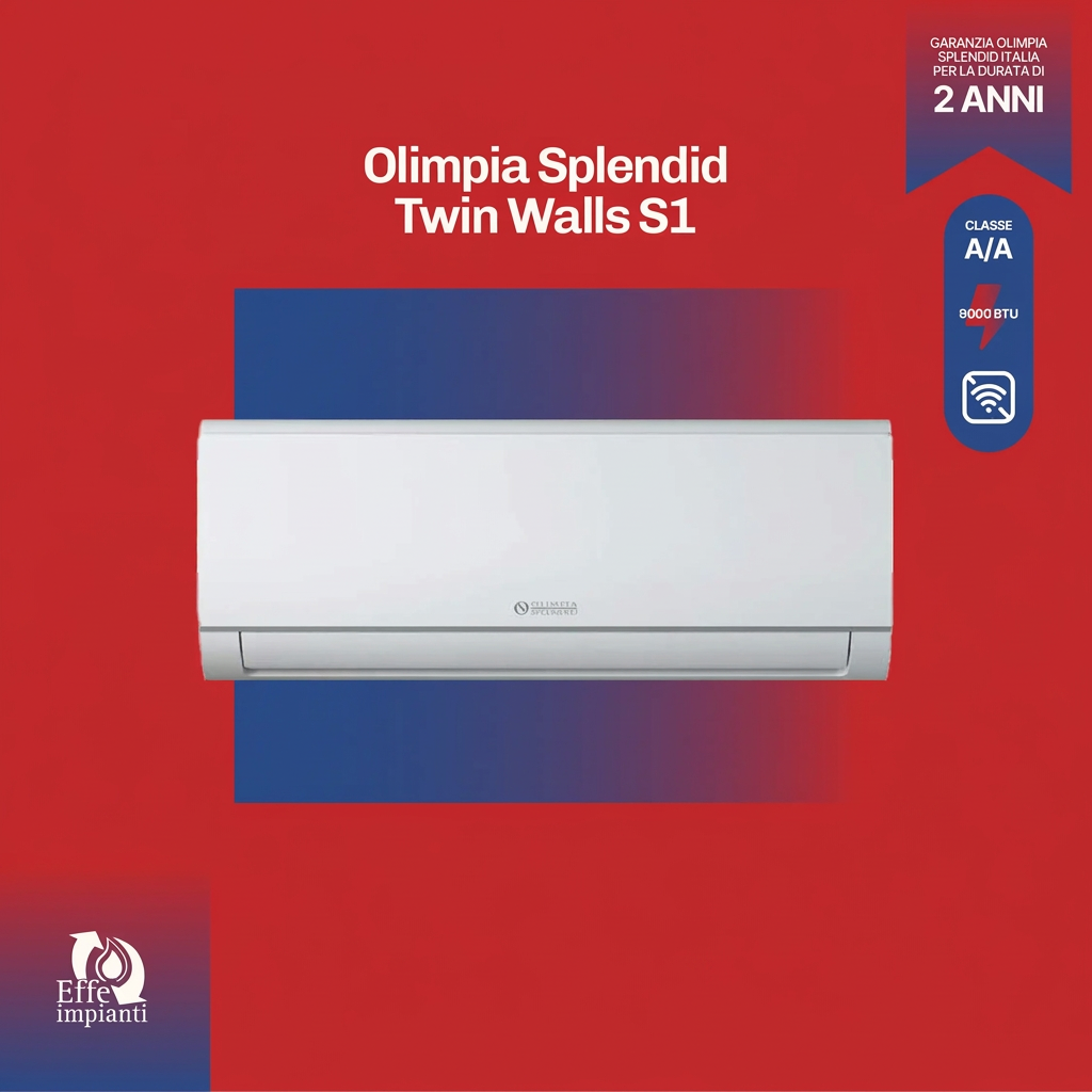 Climatizzatore senza unità esterna Olimpia Splendid Twin Walls S1 CL.A/A con installazione inclusa