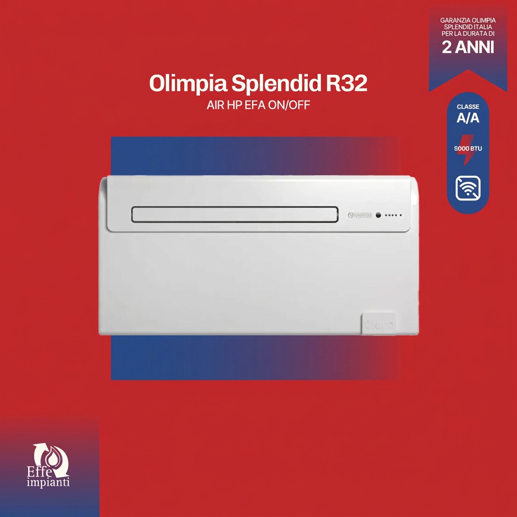 Climatizzatore senza unità esterna Olimpia Splendid R32 Air Hp Efa On/Off CL.A/A con installazione inclusa