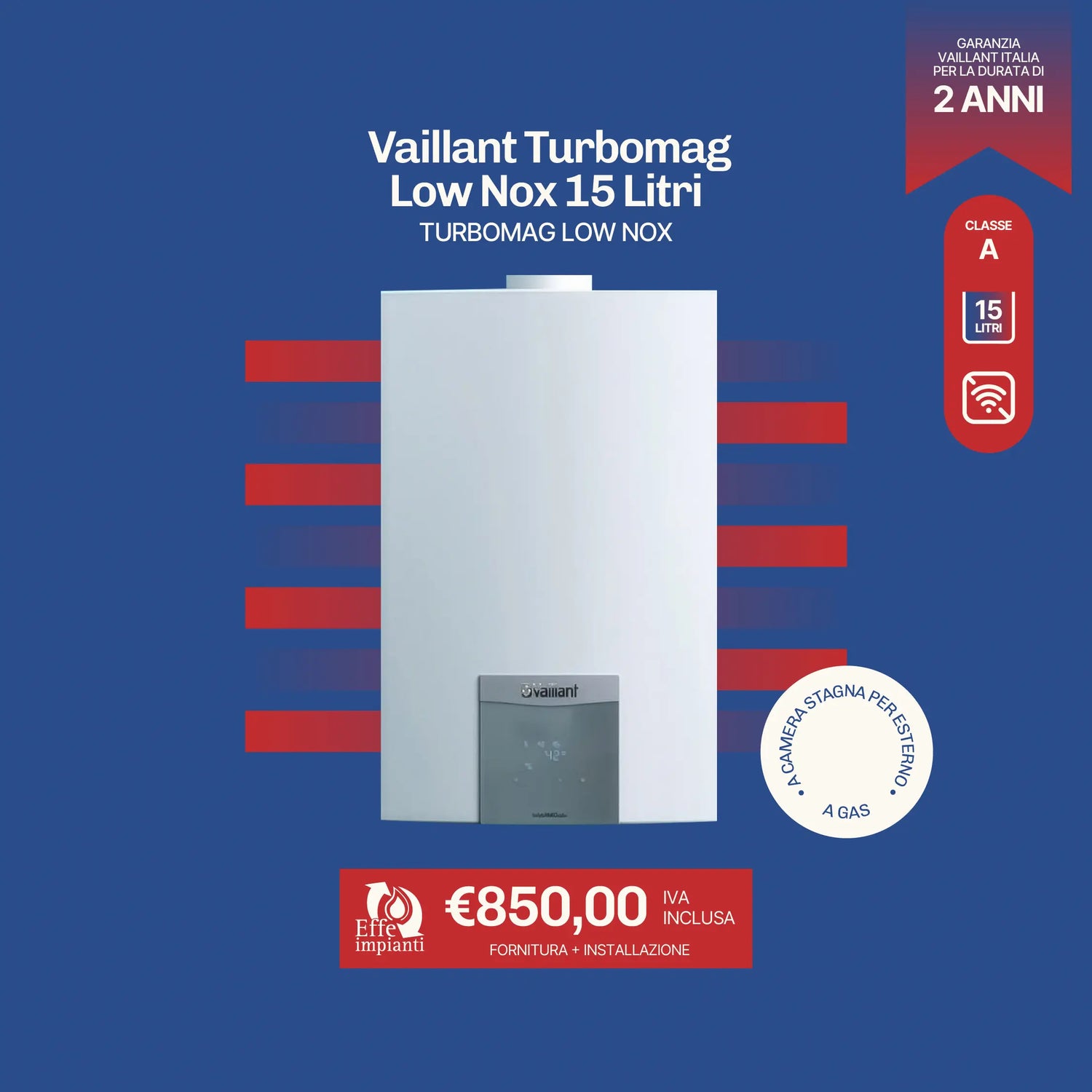 Vaillant Turbomag Low Nox 15 Litri con installazione inclusa