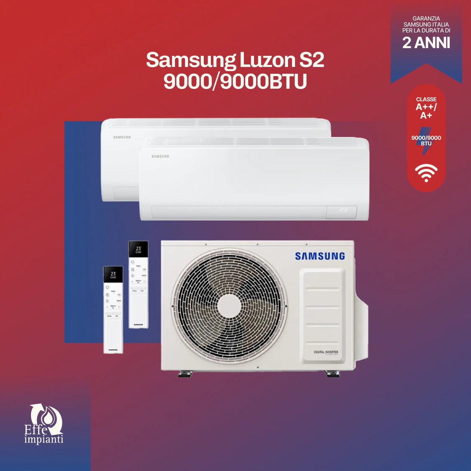 Climatizzatore dual Samsung Luzon S2 9000+9000 BTU con installazione inclusa