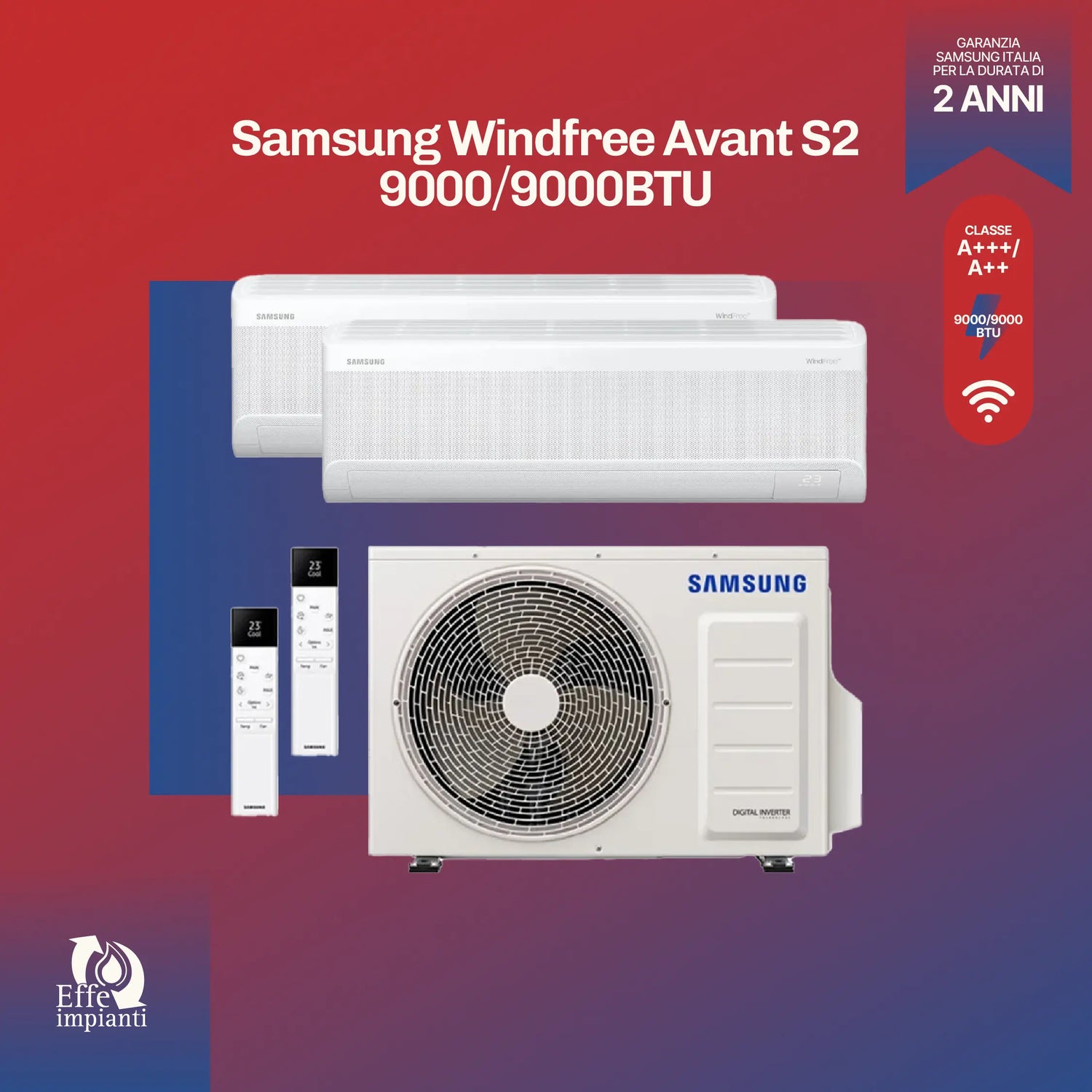 Climatizzatore dual Samsung Windfree Avant S2 9000+9000 BTU con installazione inclusa