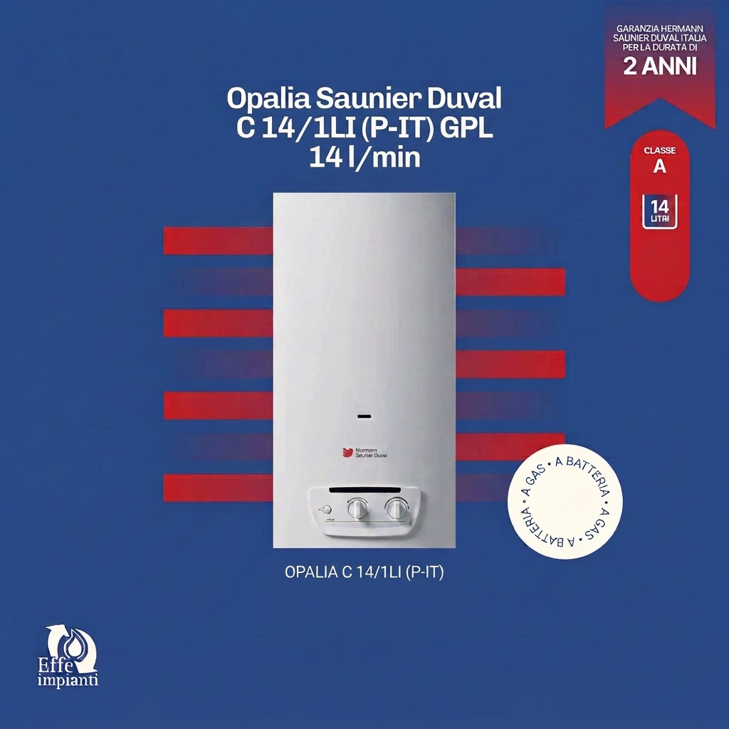 Scaldabagno a gas Hermann Saunier Duval OPALIA C14/1LI (P-IT) HSD (A GPL)